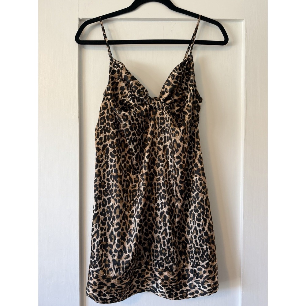 Victoria's Secret Leopard Satin Slip Dress Chemise Y2K Cheetah Print Size M
